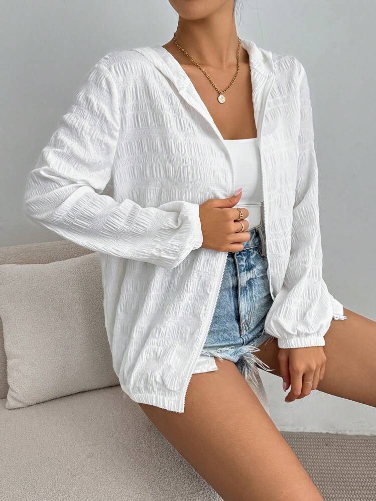 SHEIN Tall CURVE プラスサイズ レディース 軽量 フード付き 長袖 