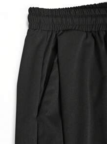 Manfinity Homme Quần ống rộng cỡ lớn cho nam có dây rút eo, quần baggy - màu đen - Xem 3