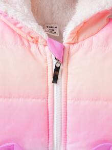 女婴连帽棉衣外套，2024年新款，温暖，舒适，可爱，防风 - 彩色 - 查看 5