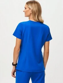 HOMEYEE 復古短袖V領上衣和長褲護士制服套裝，適用於休閒/商務/工作/運動/通勤