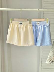 Comfortcana Two-Piece Set Striped Print Patched Summer Shorts - Multicolor - View 5