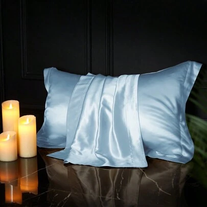 1 件，纯色，柔软透气，缎面滚边装饰枕套（不含枕芯），请根据枕头尺寸购买。