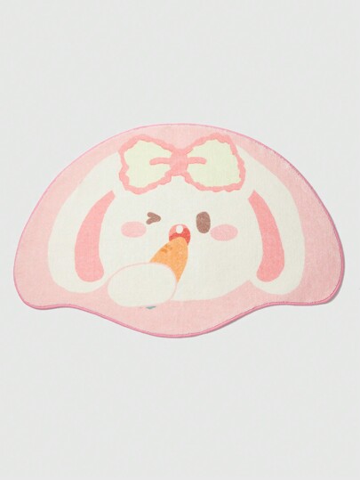 Verdickter Kunstkaschmir-Dekorationsteppich in Rosa mit Kaninchen- und Karotten-Muster für Wohnzimmer, Badezimmer und Küche, Halloween