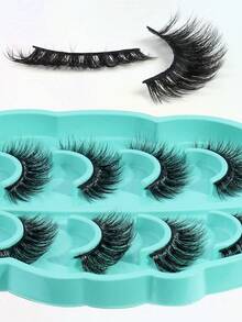 MAGEFY 5pairs/Set 3D Faux Mink Hair Fluffy False Eyelashes With Leaf-Shaped Tray, Natural Looking, Thick And Soft, Reusable, Individual Packaging, Makeup Tool For Beauty - Bulu Mata Halus - View 6