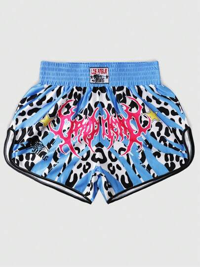 Street Life Shorts deportivos de estampado de leopardo para hombres, para baloncesto y boxeo, de verano