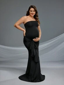 SHEIN Maternity Photoshoots Dress - Black - View 7