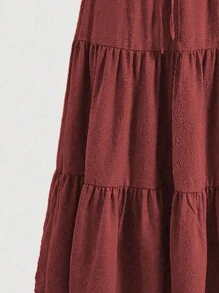 Mulvari Plus Tie Waist Ruffle Hem Skirt For New Year Clothes