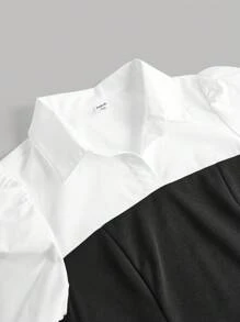 SHEIN Girlism 少女黑白色塊學院風畢業禮服 - 黑與白 - 查看 3