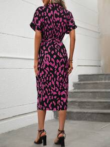 SHEIN Clasi 女士中長款短袖連衣裙 - 彩色 - 查看 2