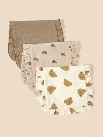 3 st Babybomull bekväma burp-dukar, multifunktionella haklappar