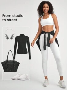 GLOWMODE FeatherFit™ Essential Multi-Strap Bra Light Support Low Impact Yoga Daily Fall Winter - White - View 6