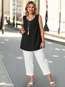 EMERY ROSE Plus Solid Tank Top For Summer