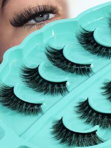 MAGEFY 5pairs/Set 3D Faux Mink Hair Fluffy False Eyelashes With Leaf-Shaped Tray, Natural Looking, Thick And Soft, Reusable, Individual Packaging, Makeup Tool For Beauty - Bulu Mata Halus - View 8