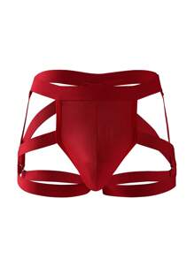 Men Solid Sexy Cut Out Panty - Red - View 1