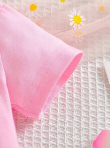 Souflis Souflis Baby Girls Casual Embroidered Bumblebee Polo Shirt And Pleated Skirt Set, Summer - Pink - View 6