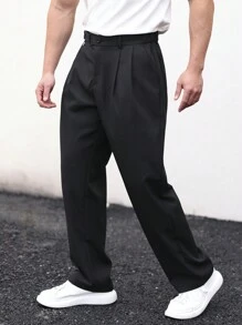 Manfinity Mode Quần tây nam có túi xéo rắn - màu đen - Xem 5