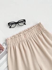 SHEIN Unity Versatile Casual Ruffle Trim Shorts - Khaki - View 7