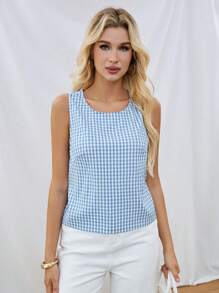 SHEIN Essnce New Spring/Summer 3D Big Bow Decoration Women's Tank Top - White - View 3