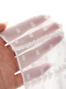 DAZY Robe de soleil transparente à bretelle, robe décontractée de femme avec bord en dentelle unie et à pois