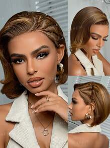 Short Pixie Cut 13x4 Braided Lace Front Human Hair Wigs For Women Straight Braided Lace Wig Knotless Braided Wigs 6Inch Lace Wigs With Baby Hair Natural Hairline - S4/30 - View 3