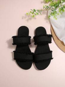 Women's Flat Sandals 2024 Summer Retro Seaside Vacation Beach Sandals - Black - View 5