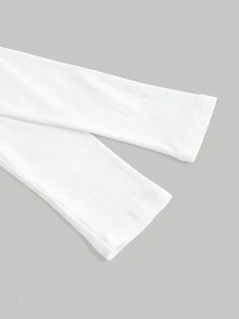 SHEIN MOD Áo thun nữ tay dài đan ren trắng, áo trắng, áo thu - trắng - Xem 4