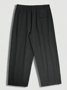 Manfinity Homme Quần ống rộng cỡ lớn cho nam có dây rút eo, quần baggy - màu đen - Xem 2