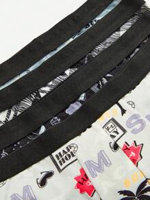 SHEIN 4pcs Tween Boys' Knitted Breathable Boxer Briefs With Cartoon Print And Elastic Waistband - Multicolor - View 3
