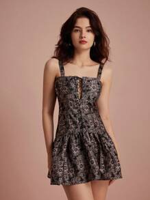 Aveloria Rosie All Over Print Lace Up Front Cami Dress - Multicolor - View 6