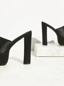 SHUZIA Women's Fashionable Chic Satin Platform Chunky High Heel Sandals