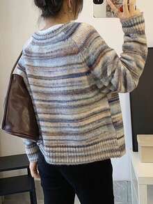 新款粉色纱线宽松开衫、长袖上衣