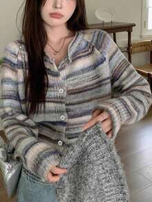 新款粉色纱线宽松开衫、长袖上衣