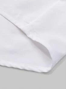 Manfinity Homme Camisa para hombre con detalle de parches de letras sin camiseta - Blanco - Ver 4