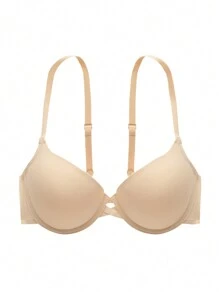 Women's 1pc Underwire Solid Color Push Up Bra - Apricot - View 5