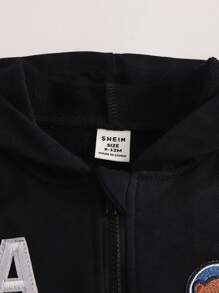 3 pezzi Gilet sportivo casual per neonati maschi senza maniche, Maglietta a maniche corte + pantaloncini / pantaloni outfit estivi - nero - Visualizzare 5