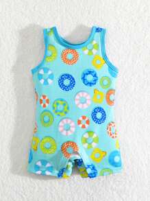 SHEIN Baby Boys' One-Piece Cartoon Printed Swimsuit