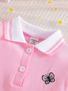Souflis Souflis Baby Girls Casual Embroidered Bumblebee Polo Shirt And Pleated Skirt Set, Summer - Pink - View 4