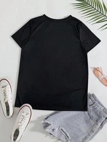 Áo thun nữ cổ tròn tay ngắn in hình bướm mùa hè mới nhất - màu đen - Xem 2