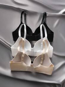 3pcs Women's Simple Underwire Bralette