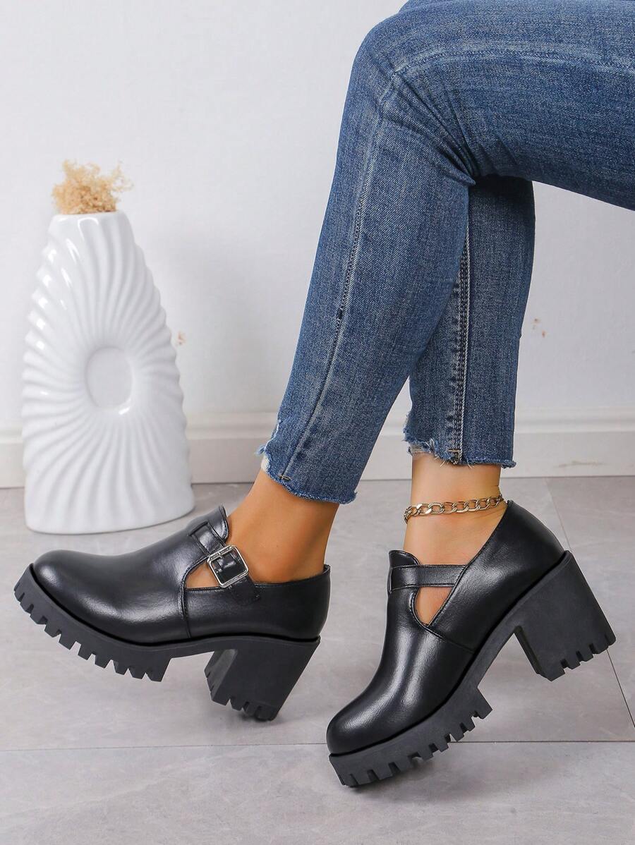 Women's Short Casual Fashionable Black Slip-On Ankle Boots - Black - View 1