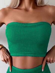 Swim Chiccia Insieme Casual Tankini Senza Spalline a Tinta Unita per la Spiaggia Estiva