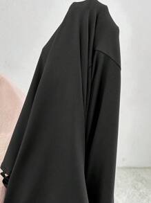 SHEIN Maternity Solid Color Long Sleeve Hollow-Out Slit Dress - Black - View 6