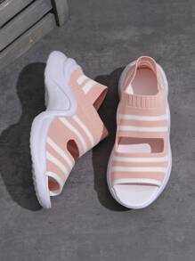 Women's Knitted Sandals With Thick Mesh Sole And Anti-Slip Lightweight Bottom, Suitable For Sports And Leisure Activities In Summer