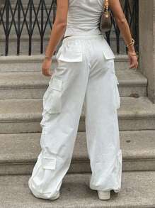 SHEIN EZwear Lỏng lẻo phù hợp Quần Với Nhiều Túi Thích hợp Đối với Heavy-duty Làm việc - trắng - Xem 2