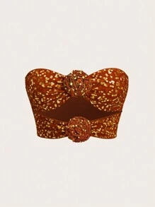 Sweetina Women Cut Out Sequin Decor Tube Top - Orange - View 1