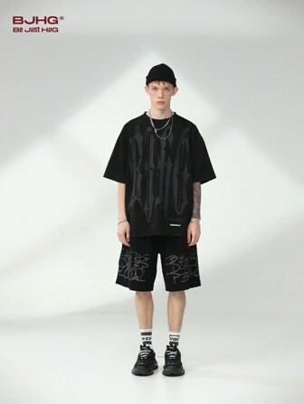 BJHG 男士短袖麂皮t恤,美式風格,夏季時尚