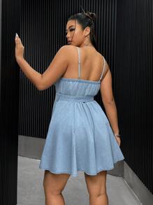 SHEIN ICON Plus Size Women's Denim Overalls Dress With Straps