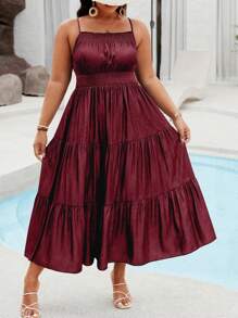 Breezaya Vestido de textura de mezclilla tejida de unicolor de talla grande