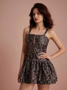 Aveloria Rosie All Over Print Lace Up Front Cami Dress - Multicolor - View 7