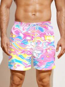 Surfspeed Men Marble Print Swim Trunks - Multicolor - View 3